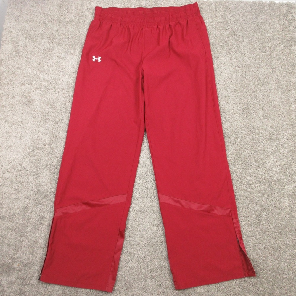 Under Armour Track Pants Mens XL Red Performance Ankle Zip Performance Logo EUC